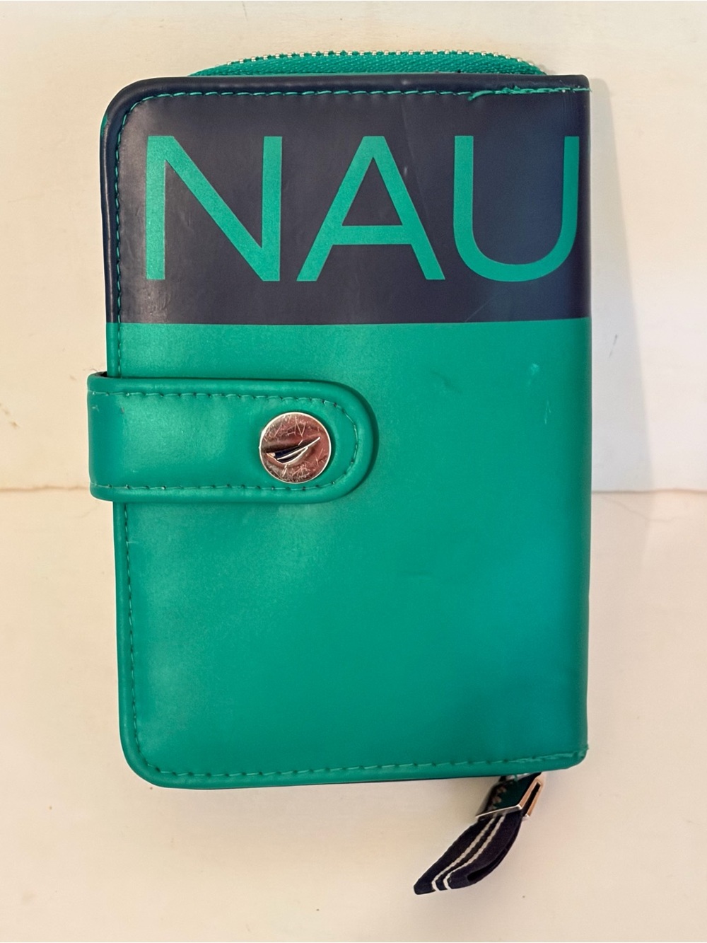 Nautica Blue & Green Bifold RFID Card ID Holder Organizer Wallet
